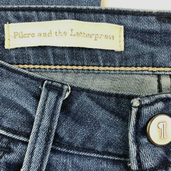 Pilcro and the Letterpress Skinny Script Jeans Womens Size 26 Med Wash Raw Hem - Picture 7 of 12